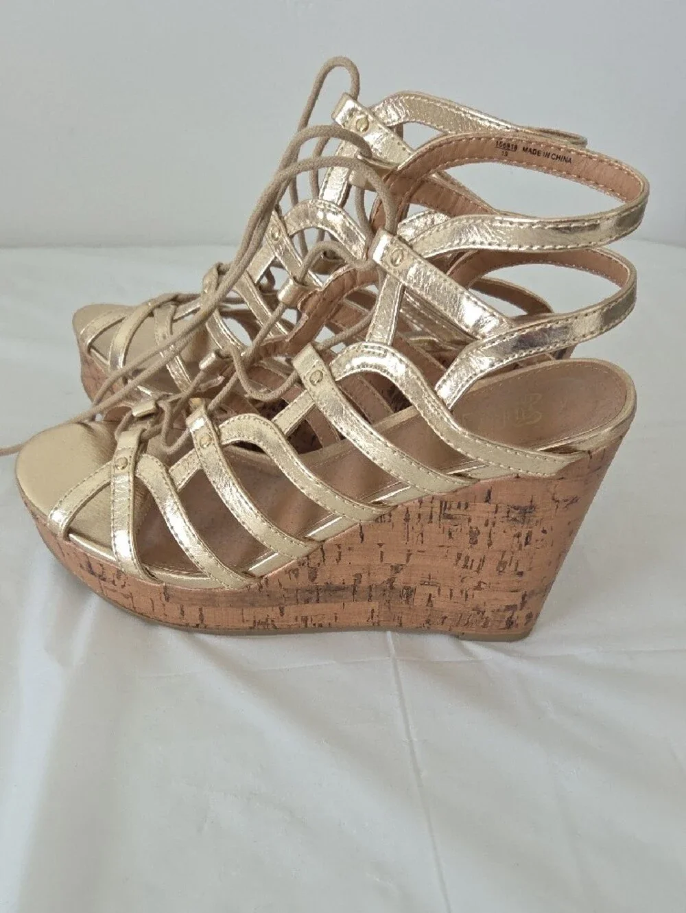 Gold Lace-Up Gladiator Platform Sandals - Women